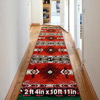 YHSF South West Native American Area Rug C318 (Red, 2 Feet 4 Inches x 10 Feet 11 Inches)