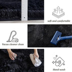 6x9 Area Rugs for Living Room Bedroom, Soft Fluffy Shaggy Bedside Rug, Indoor Floor Carpet for Kids Playroom, Dorms, Nursery Rooms, Home Decor (Black 6'x9')