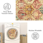 Lahome Kitchen Rugs Non Slip Washable Rugs for Entryway, 2x4 Rug Non-Slip Moroccan Trellis Ultra-Thin Indoor Door Mat Small Carpet for Bathroom Bedroom Entry, Red/Orange