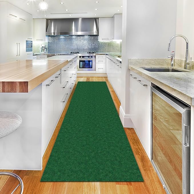 Ottomanson 2' x 52' Hallway Runner with Scraper Pile Extra Durable Non-Slip Rug Mat for Indoor & Outdoor Use - Ideal for Kitchen, Entryway, Patio & Garage - High-Traffic Carpet, Green