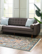 Unique Loom Narenj Collection Classic Traditional Medallion Textured Design Area Rug, 5 x 8 ft, Blue/Tan
