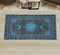 Ambesonne Sun and Moon Decorative Rug, Bohemian Artwork Design of Crescent Solar Ornament Esoteric Stars Ornaments, Quality Carpet for Bedroom Dorm and Living Room, 2' x 5', Sky Blue