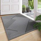 Front Door Mat 17''x30'', Non Slip Absorbent Muddy Dirt Resist Washable Low-Profile Indoor Doormat, Welcome Entryway Door Mats, Grey