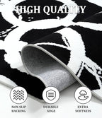 YIHOUSE Black Modern Geometric Area Rug 6x9, Black and White Rug with Abstract Circles,Non-Shedding Washable Rugs for Bedroom, Home Office and Living Room