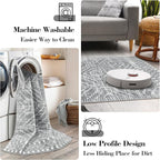 Wonnitar Moroccan 2'6"x8' Washable Kitchen Runner Rug with Rubber Backing, Non-Slip Grey Rug Runner for Hallway, Thin Farmhouse Geometric Carpet Runner for Bedroom Entryway (Silver Grey,2'6"x8')