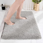 Gray Bathroom Rug 24x36 Non Slip Fluffy Bath Mat for Bathroom Floor Washable Plush Luxury Bath Rug for Tub Soft Shaggy Absorbent Shower Sink Mat