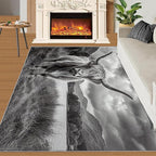 Highland Cattle Rugs for Bedroom - 5x7 Area Rug - Black White Highland Cattle Rugs for Living Room, 3D Natural Landscape Rug, Non-Slip Washable Home Decor Carpet