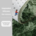 Andency 6x9 Area Rugs, Large Shag Fluffy Soft Shaggy Rugs for Living Room Bedroom, Non-Slip Tie-Dyed Army Green Thick Plush Carpet for Kids Girls and Boys, Dorm Nursery Home Decor Aesthetic