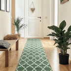 Area Rug 2x8, Moroccan Trellis Print Carpet, Machine Washable Non-Slip Rugs for Living Room, Bedroom, Dining Room & Entryway, Green
