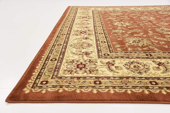 Unique Loom Voyage Collection Traditional Oriental Classic Intricate Design Area Rug (8' 0 x 10' 0 Rectangular, Terracotta/Ivory)