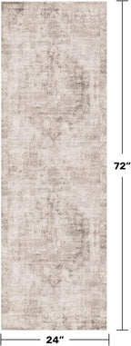 Stain Resistant 2x6 Kitchen Runner Rugs Washable Non Slip - Beige Tan Long Bathroom Runners, 0.25" Low Pile Rubber Backing Rug for Hallway, Entrance Indoor, Modern Farmhouse Home Décor