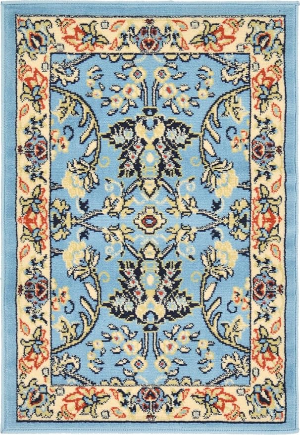 Unique Loom Sialk Hill Collection Area Rug - Washington (2' 2" x 3' 1" Rectangle Light Blue/Navy Blue)