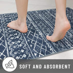KUTA Moroccan Rugs for Entryway, 2x3 Navy Blue Entrance Small Area Rug, Non-Slip Washable Ultra Soft Vintage Geometric Low-Pile Indoor Door Mat Floor Carpet for Kitchen