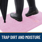 OLANLY Dog Door Mat for Muddy Paws 59x20, Absorbs Moisture and Dirt, Absorbent Non-Slip Washable Doormat, Quick Dry Chenille Mud Mat for Dogs, Entry Indoor Entryway Carpet for Inside Floor, Pink
