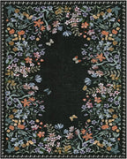 Lahome Boho Floral Black Washable 8x10 Area Rugs for Living Room, Non Slip Rugs for Bedroom, Indoor Throw Dining Room Carpet for Under Table Home Office Playroom(Black,8x10)