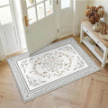 SOULFUL Medium Pile 2x3 Entryway Rug - Cozy Soft Underfoot Small Area Rug - Light Taupe Boho Floral - Washable Non-Slip - Perfect for Hallway Kitchen Bedroom Bathroom Indoor Entrance