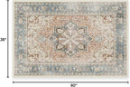 RUGGABLE Washable Vintage Area Rug – Kamran Coral 3x5, Stain-Resistant, Non-Slip – Small Machine Washable Rugs for Living Room, Bedroom, Hallway, Entryway & Office–with Cushioned Pad