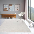 Hand-Tufted 100% Wool Area Rug – Unique Modern Geometric Grid Pattern, Soft Plush Textured Carpet for Living Room, Bedroom, Dining Room & Entryway (Grey, 10' x 14')