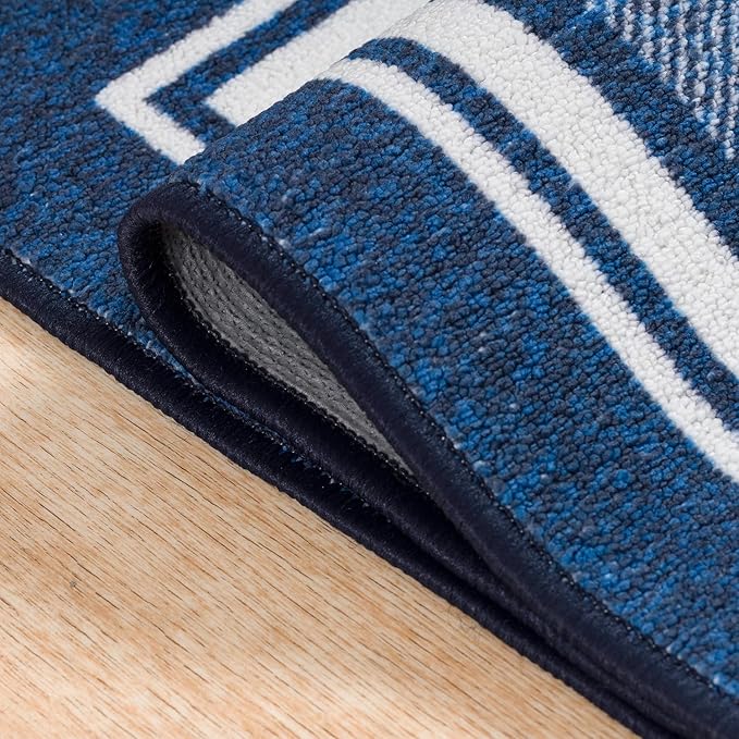Beverly Rug Non Slip Area Rugs 2x5 Modern Bordered Non Skid Rubber Backing Soft Runner Rug for Living Dining Room Easy to Clean Non Shedding Kitchen Bedroom Indoor Carpet 2 x 5 Navy