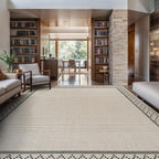 Easy Jute Rugs 9x12 Frame Bone Color Living Room Indoor Outdoor Area Rug for Patio and Kitchen Rug High Traffic Washable Easy to Clean Solid Boho Woven Design Carpet (9 x 12)