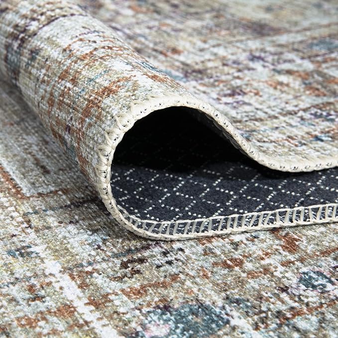 Bloom Rugs Washable Non-Slip 4' x 6' Rug - Peach/Beige Traditional Area Rug for Living Room, Bedroom, Dining Room, and Kitchen - Exact Size: 4' x 6'