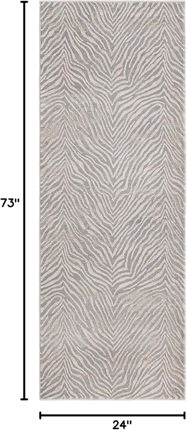 Unique Loom Finsbury Collection Area Rug - Meghan (2' x 6' 1" Runner, Gray and Ivory)