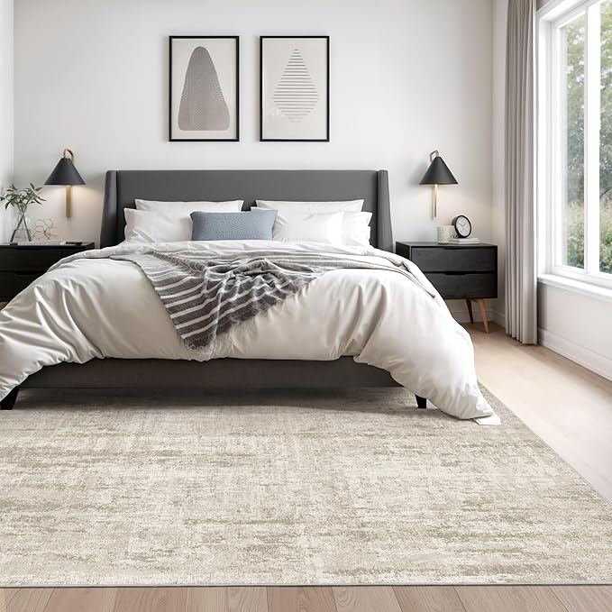 Valenrug Washable Rug 3x5 - Stain Resistant 3x5 Area Rugs for Living Room, Non Slip Backing Printed Rugs for Bedroom, Folable Area Rug(Beige,3'x5')