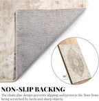 MUJOO 9’x12’ Area Rug Large Rugs for Living Room Bedroom Dining Room,Boho Washable Non Slip Bohemian Vintage Distressed Farmhouse Non Slip Big Carpet,Beige Floral Flowers