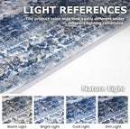 KOZYFLY Runners for Hallways 3x18 Ft Extra Long Washable Kitchen Thin Runner Rug Boho Runner Rug for Entryway Indoor Blue Printed Oriental Faux Wool Stair Floor Carpet Runner for Stair Kitchen Hall
