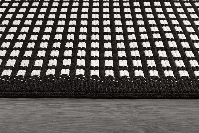 Beverly Rug Micro Loop Area Rug Black/White 6x9 Geometric Modern Luxury Zebra Durable Soft Indoor Rugs for Living Dining Room Office Stain Resistant Non Shedding Casual Indoor Carpet 6 x 9
