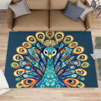 Boho Peacock Rugs for Living Room - 8x10 Rug, Peacock Decor Area Rugs for Bedroom, Teal Turquoise Rug, Modern Style Washable Carpet, Aesthetics Carpet - Peafowl Home Decor & Gifts