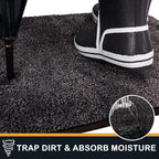 PURRUGS Dirt Trapping Door Mat 31.5" x 70", Non-Slip Machine Washable Entry Rug, Shoe Scraper, Dog Doormat, Super Absorbent Welcome Mat for Front & Back Door, Muddy Shoes & Paws, Charcoal