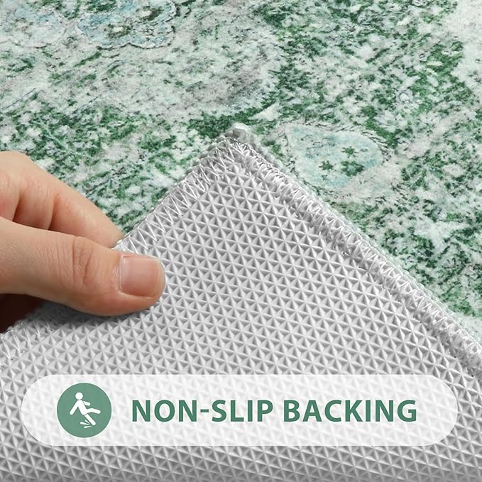 Uphome Green Bath Mat, Distressed Farmhouse Boho Bathroom Rugs, Super Cozy Velvet Small Bathroom Mats, Non Slip Machine Washable Bathroom Floor Mat for Toilet Sink Shower, 18x26 inch