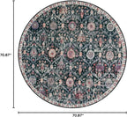 Lahome Moroccan Trellis Washable Round Area Rug, Soft Round Rugs 6ft Ultra-Thin Non-Slip, Vintage Large Circle Carpet for Bedroom Living Room Kitchen Nursery, Black/Multi