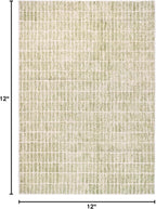 Hand-Tufted 100% Wool Area Rug – Unique Modern Geometric Grid Pattern, Soft Plush Textured Carpet for Living Room, Bedroom, Dining Room & Entryway (Light Green, 9' x 9' sq)