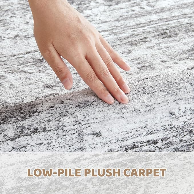 10x12 Area Rug Living Room Rugs - Washable Neutral Modern Abstract Soft Thin Rug Indoor Floor No Slip Rug Carpet for Bedroom Under Dining Table Home Office Decor - Light Gray