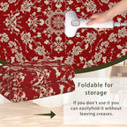 Red Flower Carpet for Living Room, 3x5 Non-Slip Washable Low Pile Abstract Design Rug, Space Saving Area Rug for Bedroom, Dining Room
