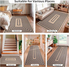 Tangsoo Easy Jute Rug 2.6x8 Washable Runner Rug for Hallways,Non-Slip Black Geometric Thin Indoor Outdoor Rug,Modern Farmhouse Carpet Runner for Kitchen Laundry Bedroom Entryway Porch