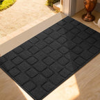 Front Door Mat Outside Entrance, Outdoor Indoor Door Mats for Entryway, Entrance, Entry, Patio, Waterproof Non Slip Doormat, Low-Profile, 20" × 31.5“, Black