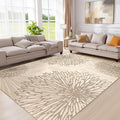 WITSHOCK 9x12 Area Rugs for Living Room: Beige Floral Washable Rugs for Bedroom Dining Room Office Nursery Modern Non-Slip Stain Resistant Low Pile Home Decor（Beige/Brown,9'x12'）
