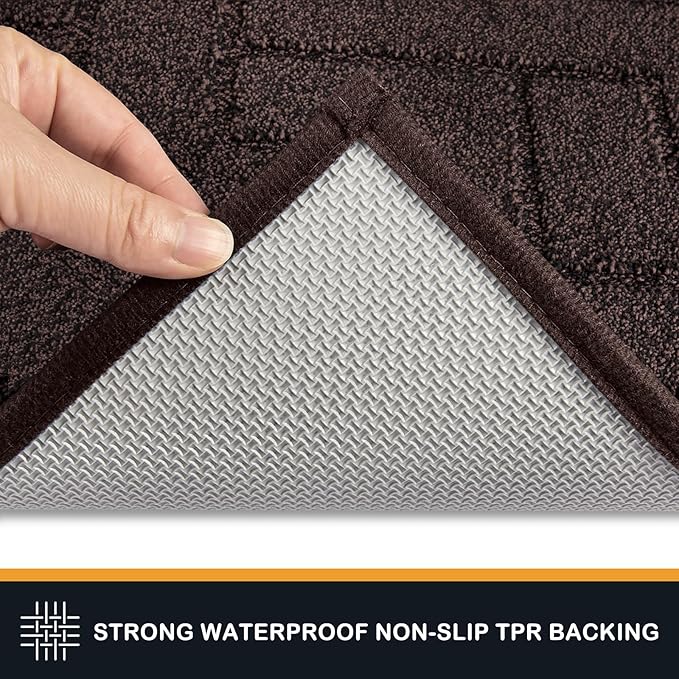 PURRUGS Dirt Trapping Door Mat 34" x 59", Non-Slip Machine Washable Entry Rug, Shoe Scraper, Dog Doormat, Super Absorbent Welcome Mat for Front & Back Door, Muddy Wet Shoes & Paws, Brown