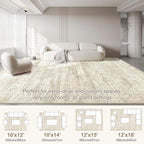 10x12 Area Rug Living Room Rugs - Washable Neutral Modern Abstract Soft Thin Rug Indoor Floor No Slip Rug Carpet for Bedroom Under Dining Table Home Office Decor - Beige/Brown
