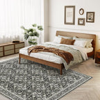 WITSHOCK Living Room Area Rugs 9x12: Soft Non-Slip Backing Washable Rugs Vintage Large Carpet for Bedroom Office Dining Room Kitchen Stain Resistant Home Decor Rug
