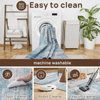 Abstract 10x14 Area Rug Washable Soft Ultra Large Non-Slip Carpet for Living Room Dining Room Home Office Bedroom - Abstract Teal/Grey