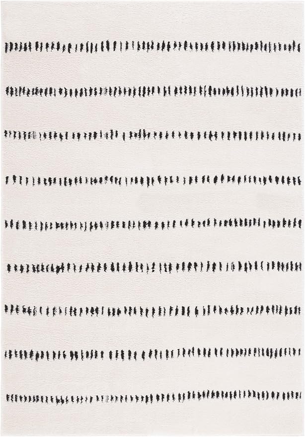 SAFAVIEH Melody Collection Area Rug - 6' x 9', Ivory/Black, Geometric Design, Ideal for High Traffic Areas in Living Room, Bedroom, Dining (MEL114A)