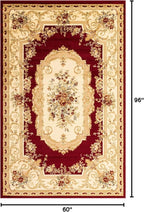 Rugs.com Chateau Collection Rug – 5' x 8' Red Medium Rug Perfect for Bedrooms, Dining Rooms, Living Rooms