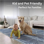 Bloom Rugs Washable Non-Slip 10x14 Rug - Blue Striped Area Rug for Living Room, Bedroom, Dining Room, and Kitchen - Exact Size: 10' x 14'