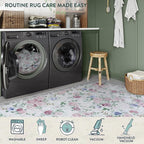 Lahome Vintage Floral 8x10 Rugs for Living Room,Large Boho Washable Rugs,Low Pile Bedroom Rug 8x10 Under Bed Carpet for Nursery Playroom Dining Room (Purple/Grey)