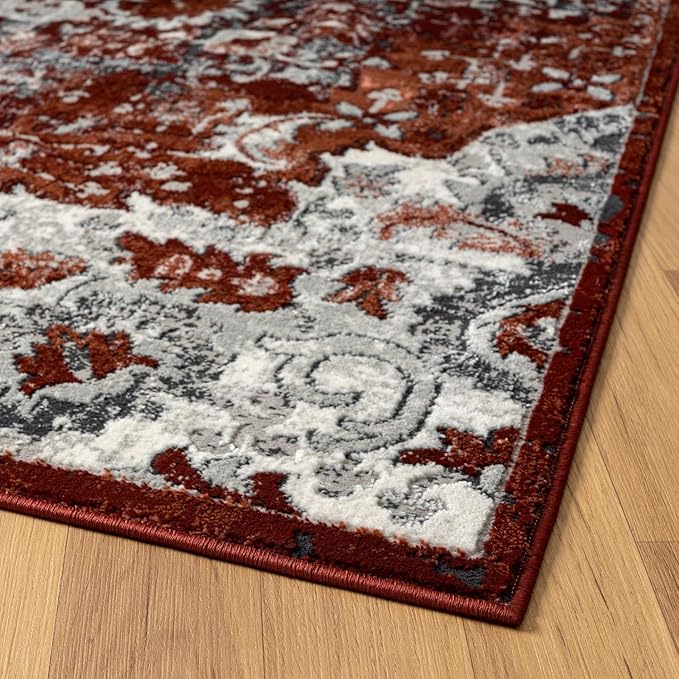 LUXE WEAVERS Moroccan Red 5x7 Medallion Area Rug for Living Rooms