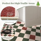 LIVEBOX 8x10 Area Rugs for Living Room Clearance, Checkered Non-Slip Washable Rugs, Farmhouse Neutral Classic Pattern Boys Area Rug for Bedroom, Carpet for Dining Room(Red,8'x10')